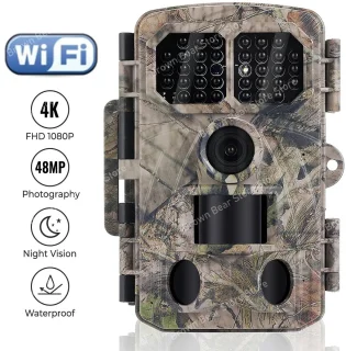 48GB Outdoor WiFi Jacht Trail Camera - 48MP Foto's - 4K Video - Nachtzicht - Bewegingsdetectie - Infrarood Sensor - APP-bediening - Wildlife Camera - IP65 Waterdicht - 128GB Ondersteuning