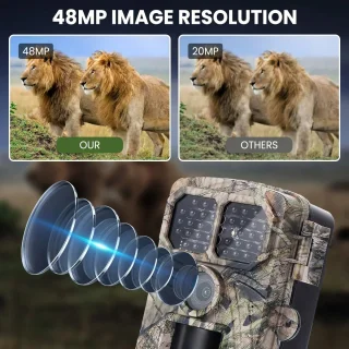 48GB Outdoor WiFi Jacht Trail Camera - 48MP Foto's - 4K Video - Nachtzicht - Bewegingsdetectie - Infrarood Sensor - APP-bediening - Wildlife Camera - IP65 Waterdicht - 128GB Ondersteuning