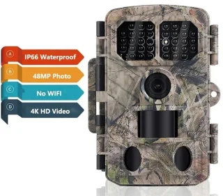 48GB Outdoor WiFi Jacht Trail Camera - 48MP Foto's - 4K Video - Nachtzicht - Bewegingsdetectie - Infrarood Sensor - APP-bediening - Wildlife Camera - IP65 Waterdicht - 128GB Ondersteuning