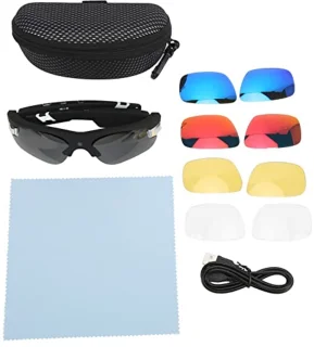 Smart Camera Glasses, 1080P HD Video Glasses with Photo, Video and Audio, 4 Replaceable Lenses, Portable Portable Camera Sunglasses for Women/Men, Indoor and Outdoor, Sports, Driving