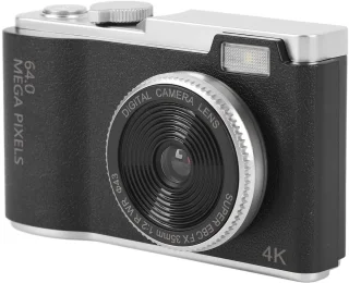 Digital Camera, 64mp 4K Camera with 2.4 Inch Screen, 16x Digital Zoom, Selfie Camera, CCD Camera, Portable Small Camera for Boys Girls Teens (64GB)
