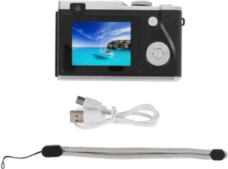 Digital Camera, 64mp 4K Camera with 2.4 Inch Screen, 16x Digital Zoom, Selfie Camera, CCD Camera, Portable Small Camera for Boys Girls Teens (64GB)