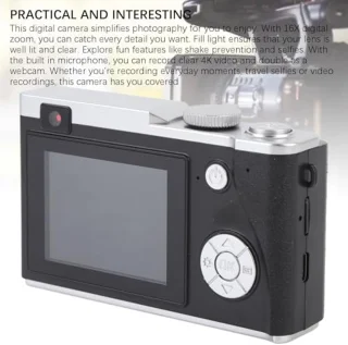 Digital Camera, 64mp 4K Camera with 2.4 Inch Screen, 16x Digital Zoom, Selfie Camera, CCD Camera, Portable Small Camera for Boys Girls Teens (64GB)