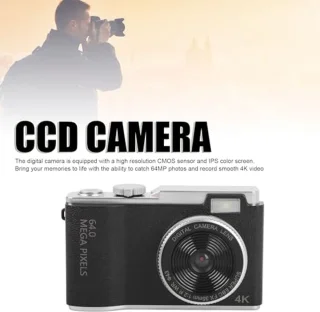 Digital Camera, 64mp 4K Camera with 2.4 Inch Screen, 16x Digital Zoom, Selfie Camera, CCD Camera, Portable Small Camera for Boys Girls Teens (64GB)