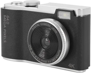 Digital Camera, 64mp 4K Camera with 2.4 Inch Screen, 16x Digital Zoom, Selfie Camera, CCD Camera, Portable Small Camera for Boys Girls Teens (64GB)