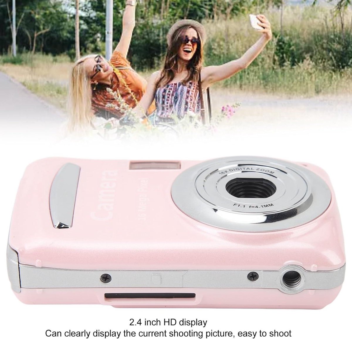 16MP Compacte Vlog Camera 1080P Roze