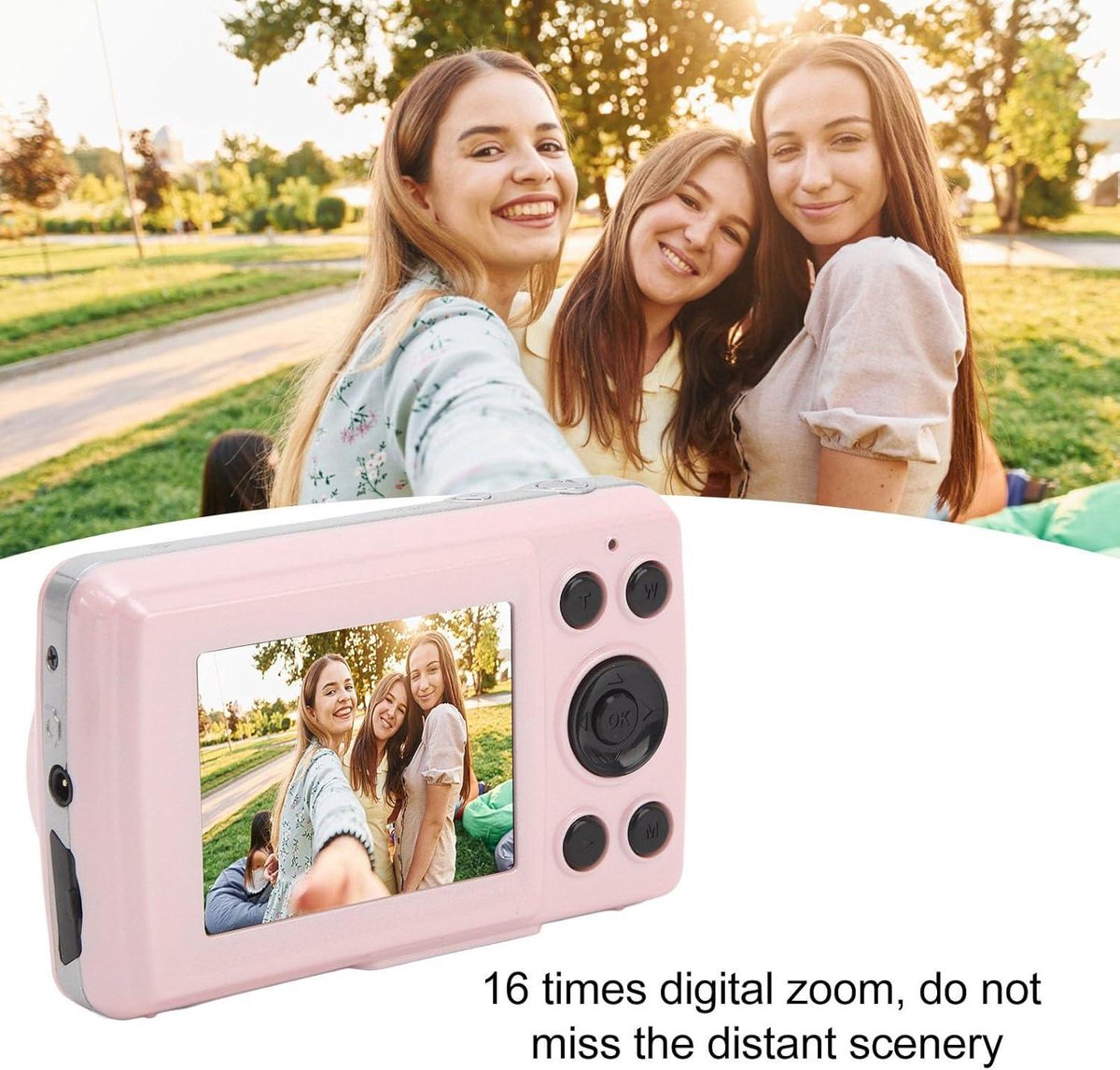 16MP Compacte Vlog Camera 1080P Roze