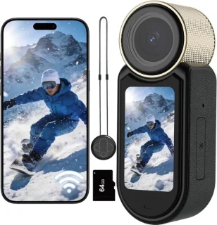 2.7K mini-actiecamera WiFi bodycam 64GB zwart-goud