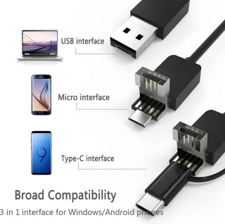 3-in-1 Endoscoop HD 720P met 5,5m kabel en 8mm lens