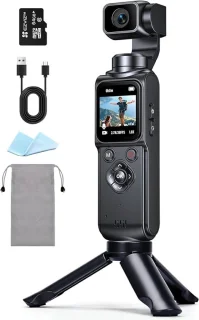 4K actioncamera met 1,72 inch sensor – touchscreen en 64GB-kaart – compacte vlogcamera voor reizen