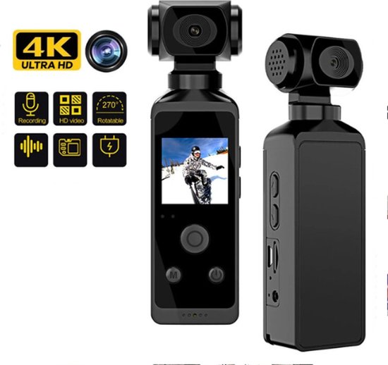 4K Pocket Camera Mini Draaibaar Wifi Actie Camera