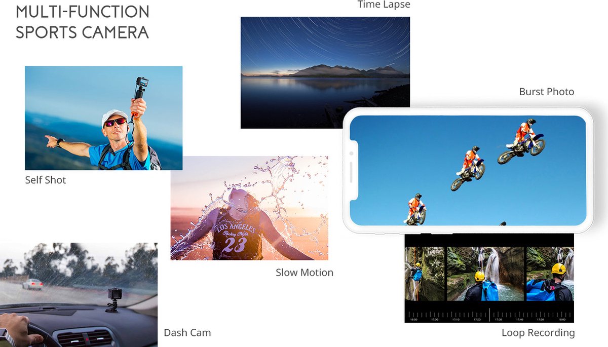 Actie Camera 4K 30FPS 20MP Wifi Onderwater Helmcamera