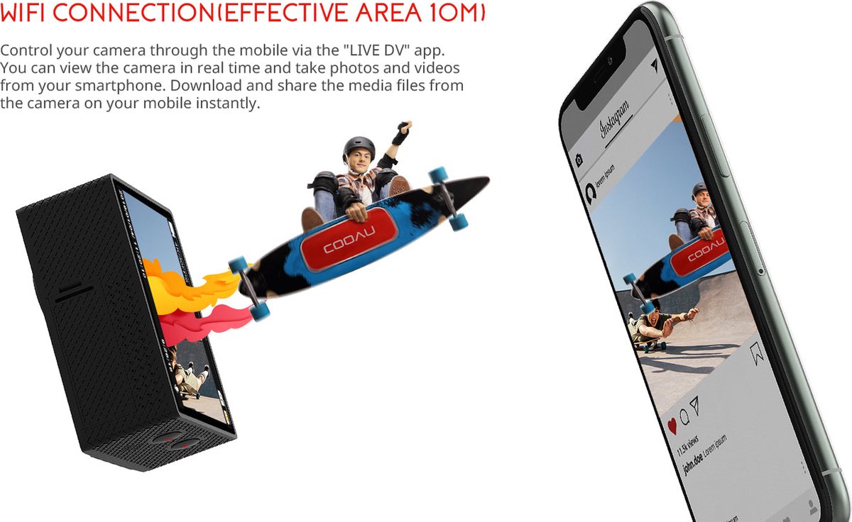 Actie Camera 4K 30FPS 20MP Wifi Onderwater Helmcamera