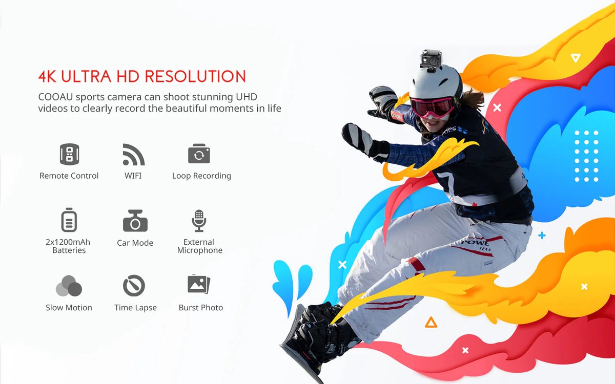 Action Cam 4K 30FPS 20MP WiFi Subacquea 40M