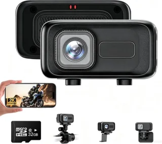 Action cam motorfiets 2k 140° groothoek camera met 32 gb geheugen