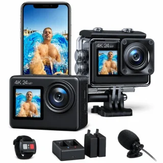 Action camera 4K 30fps – 24MP – dubbel touchscreen – waterdicht – wifi – 2 accu’s