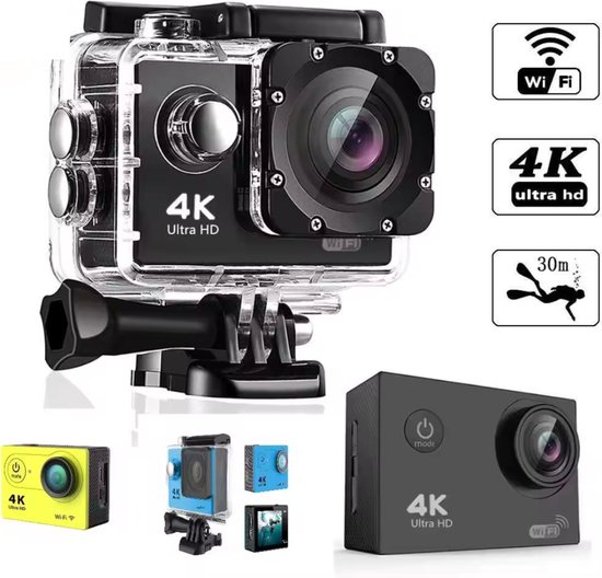 Action Camera 4K Waterdicht 30M inclusief Accessoires
