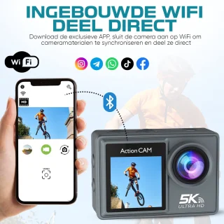 Action Camera 5K Ultra HD Dubbel Scherm Wifi