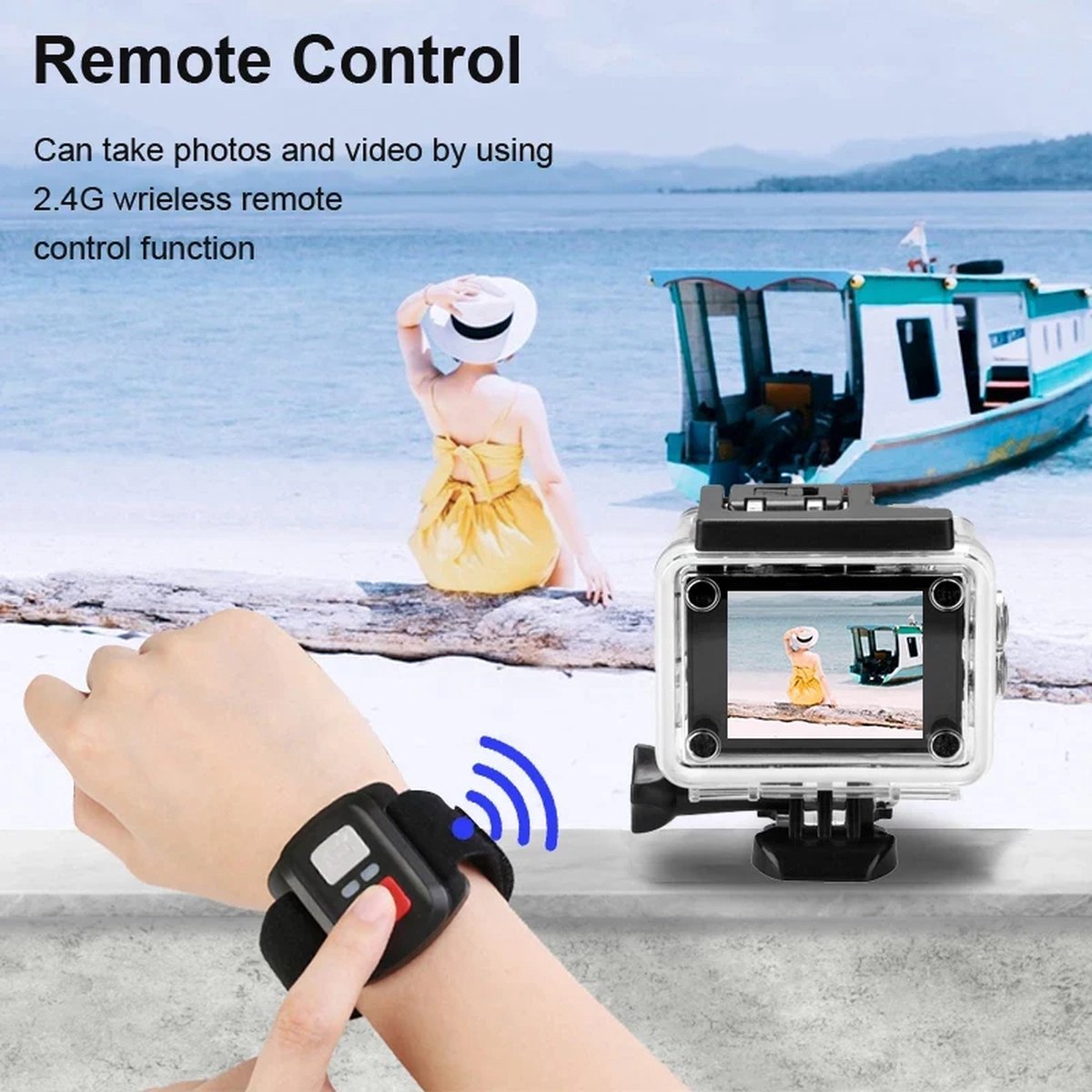 Action Camera Zwart 1080p Wifi