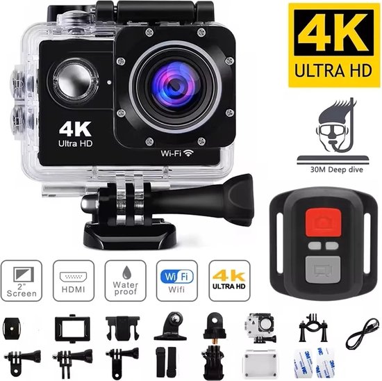 Action Camera Zwart 1080p Wifi