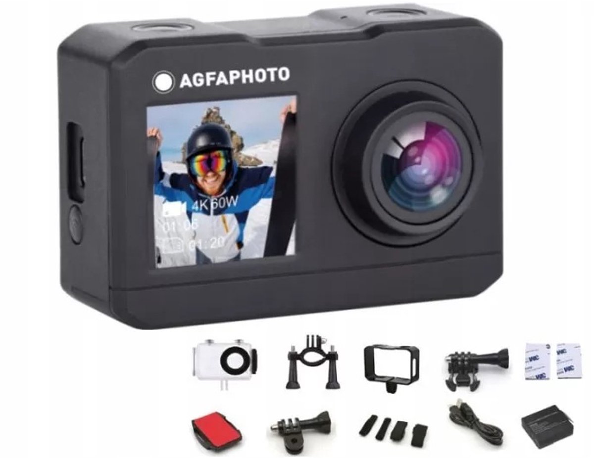 AgfaPhoto Realmove Dual Screen WIFI Sport Camera Zwart