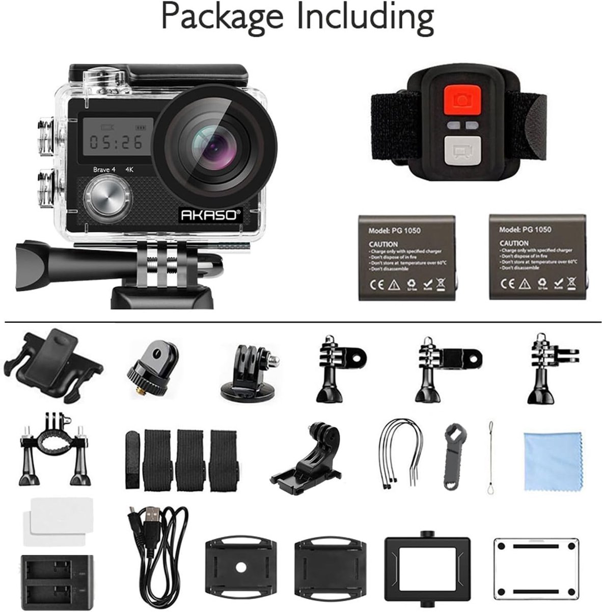 AKASO Brave 4 Actiecamera 4K 30fps 20MP WiFi