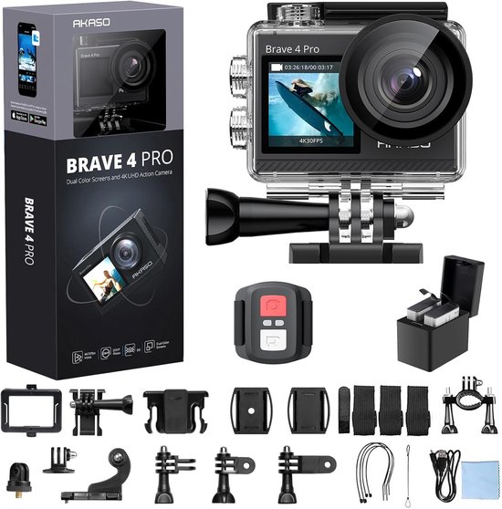 AKASO Brave 4 Pro Actiecamera 4K Touchscreen Waterdicht
