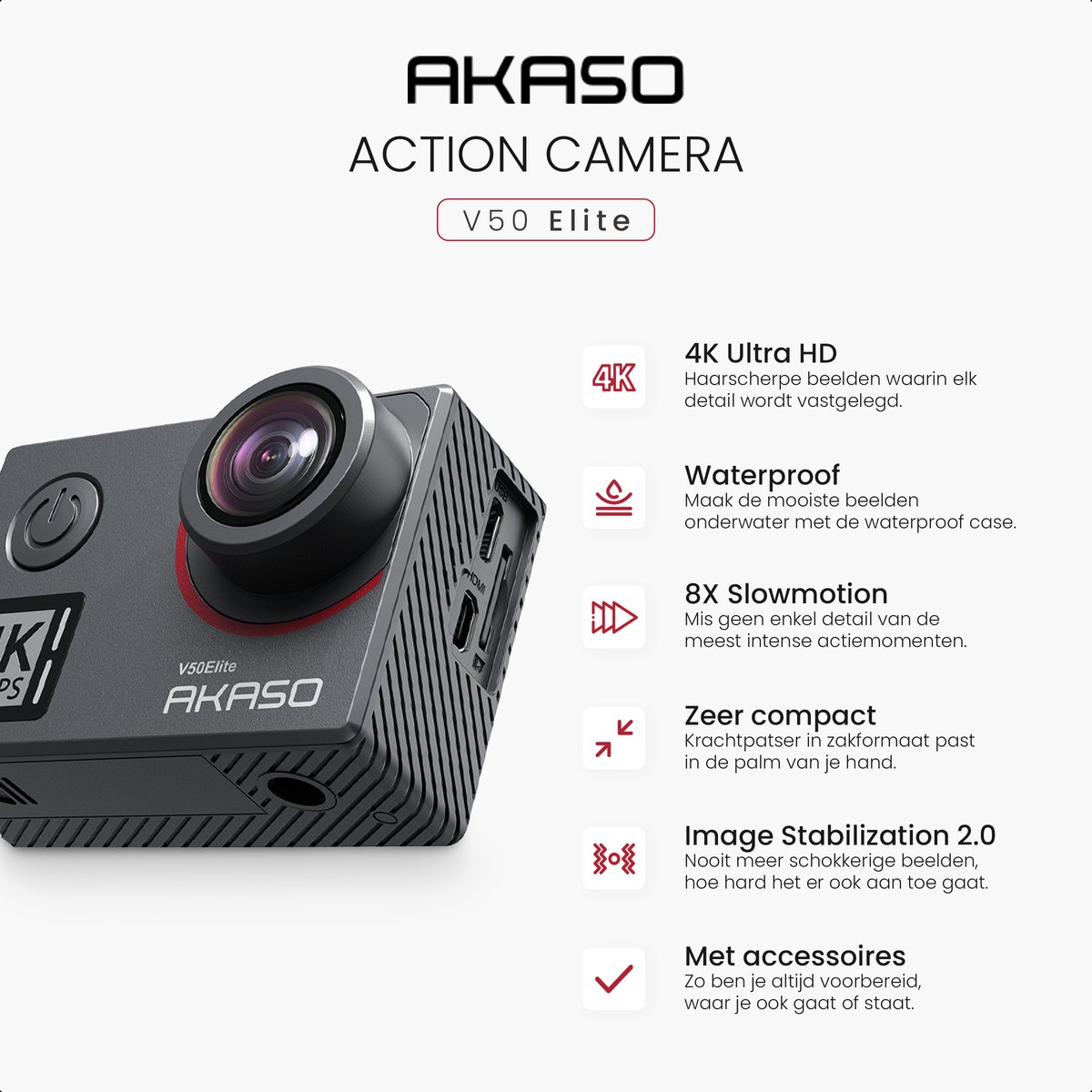 Wat vinden we goed aan de Akaso V50 Elite Action Camera 4K60FPS