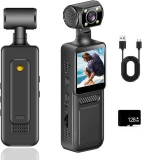 BAKENLON Lichaamscamera 4K mini met 128GB geheugenkaart