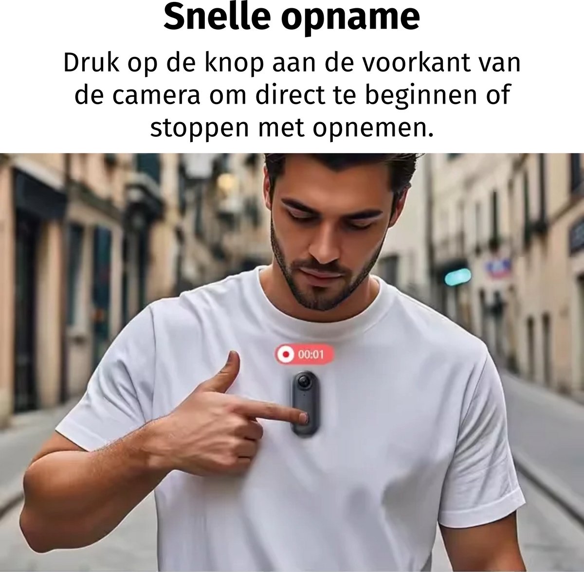 Bimivo Mini 4K Bodycam Zwart inclusief 64GB SD kaart
