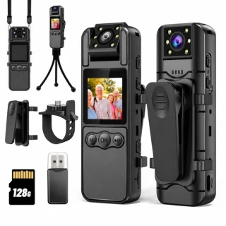 Bodycam 1080p – Draagbare mini camera met nachtzicht – 128GB – 180° draaibare lens
