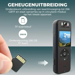 Bodycam 4K Ultra HD Politie Zwart