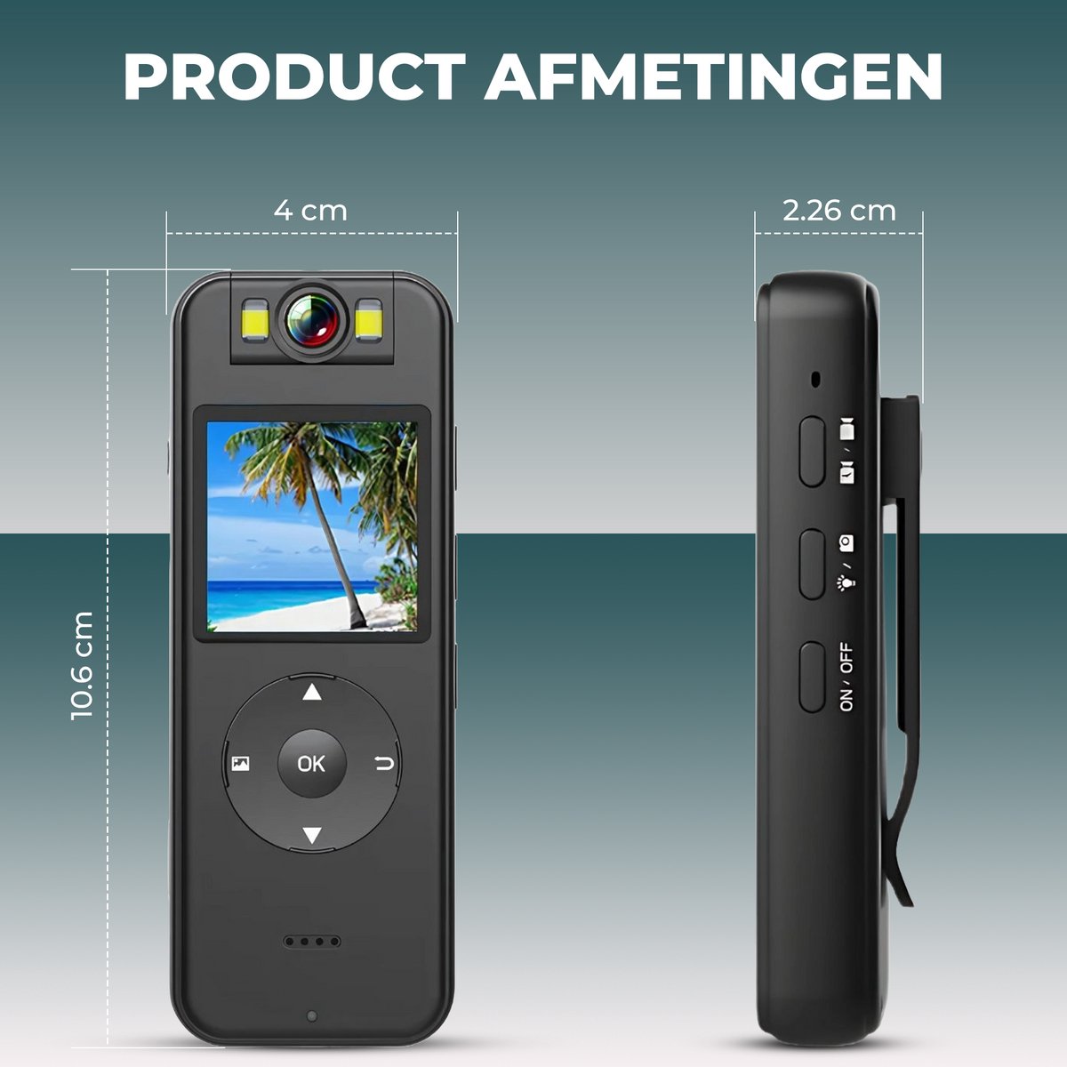 Bodycam 4K Ultra HD Politie Zwart