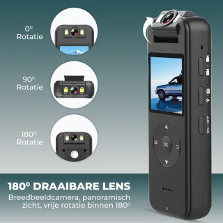 Bodycam 4K Ultra HD Politie Zwart