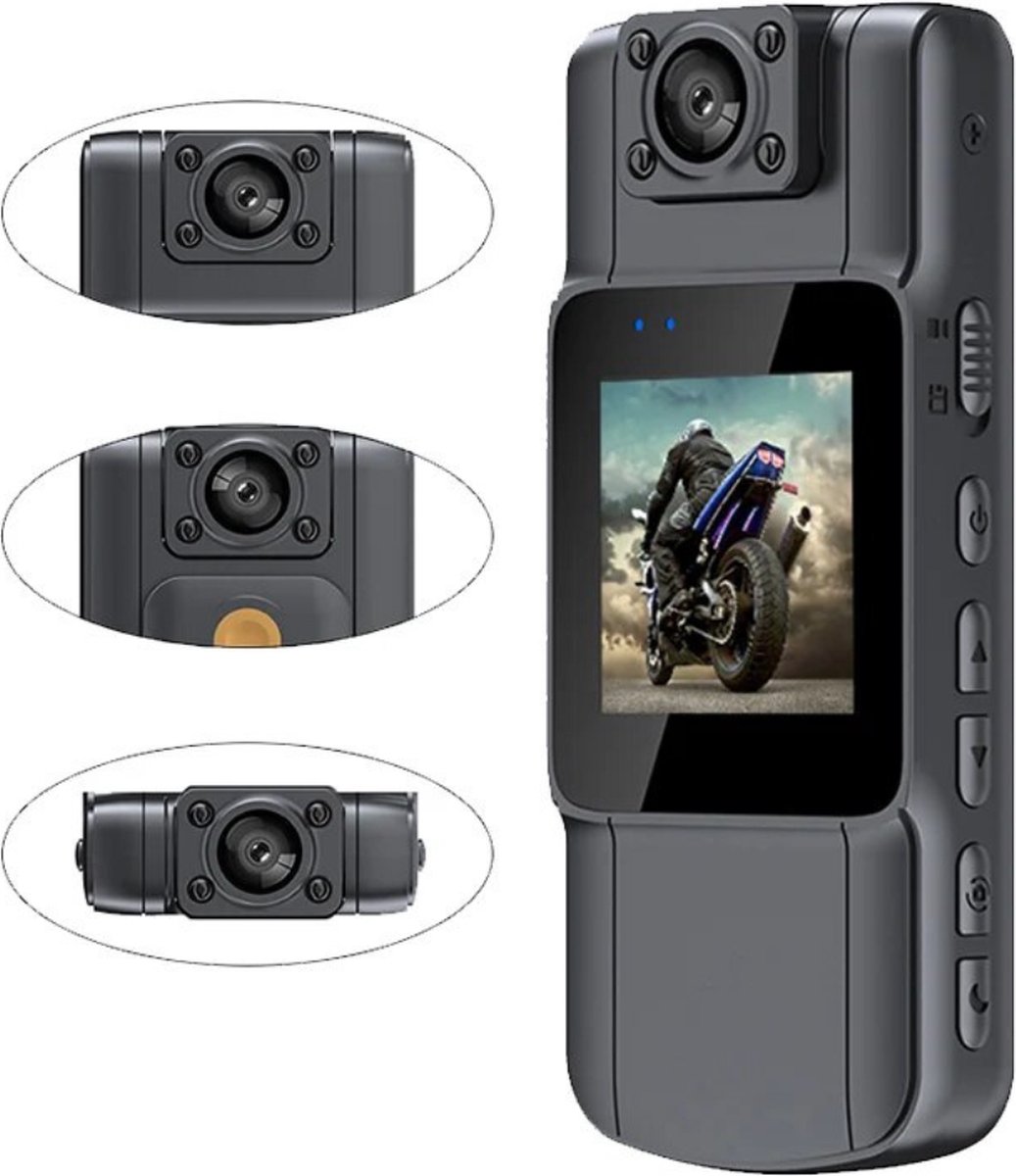 Bodycam Action Camera 180° Draaibaar Zwart 32GB