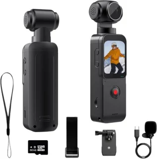 Bodycam met externe microfoon, 5K, zwart