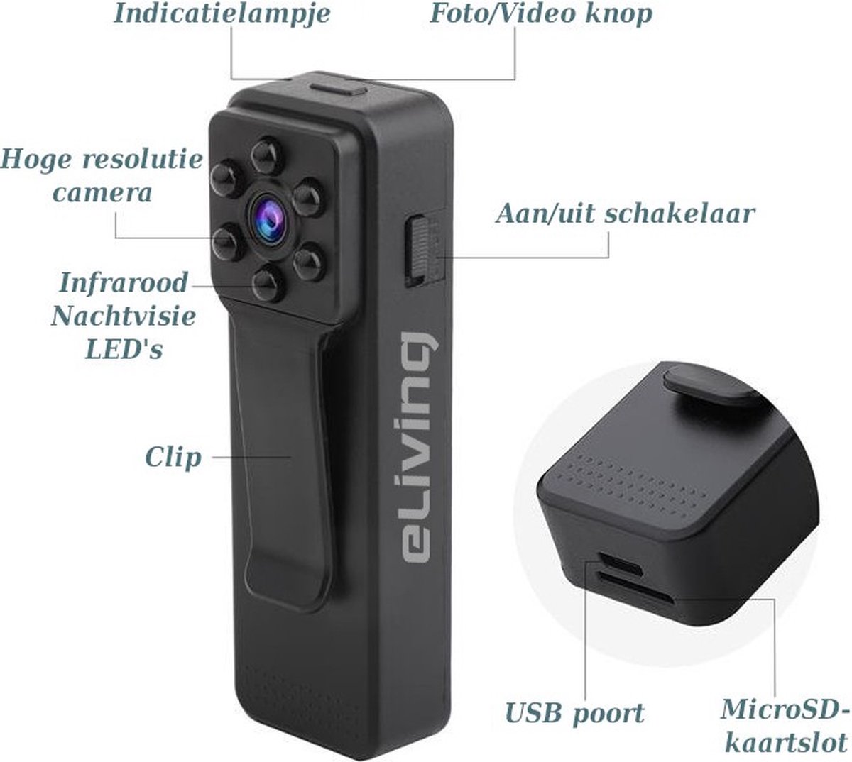 Bodycam Nachtvisie 100° Lens