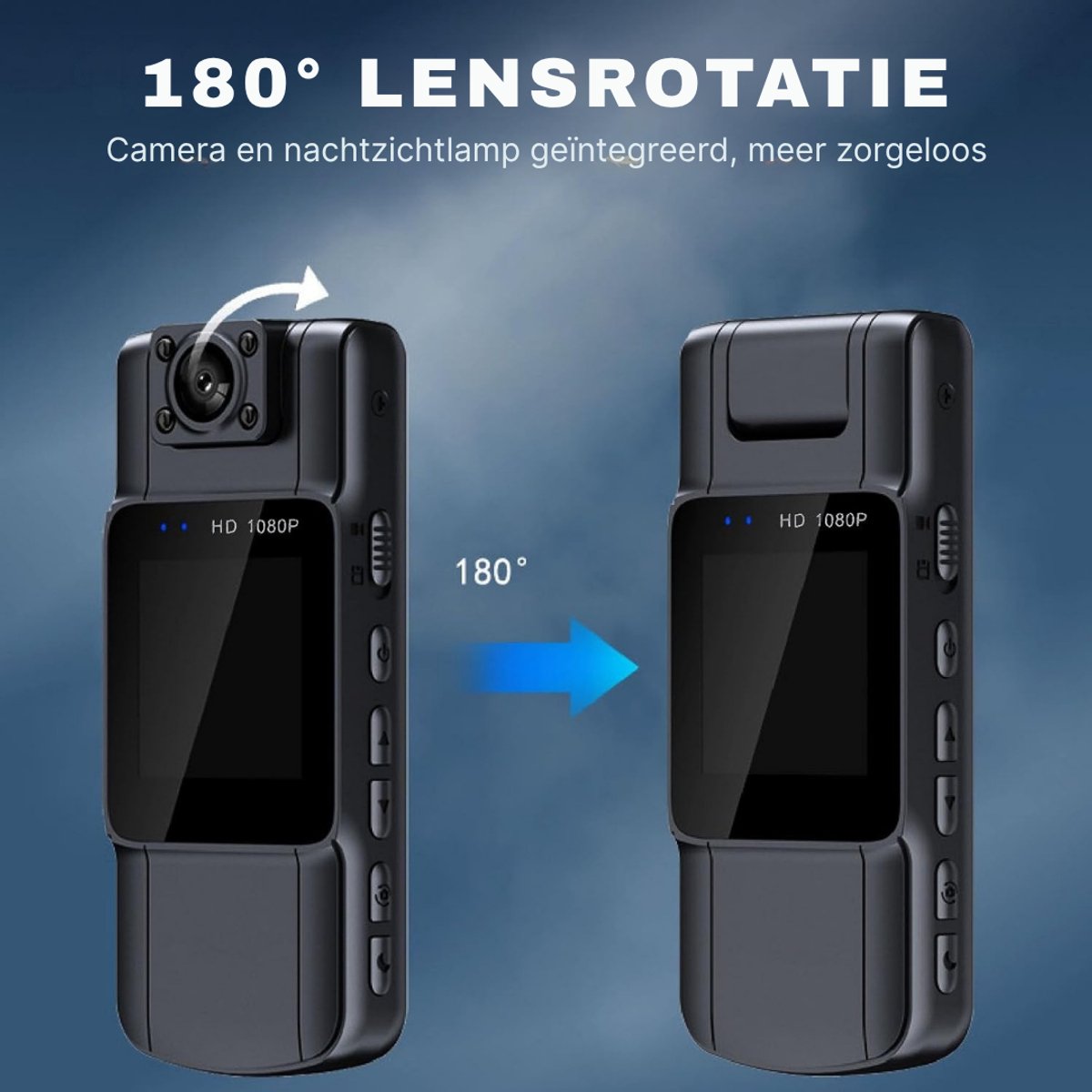 Bodycam Spy Camera 1080p Met Microfoon Zwart