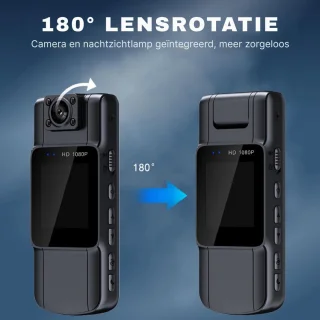 Bodycam Spy Camera 1080p Met Microfoon Zwart