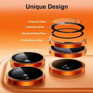 Camera bescherming voor iPhone 17 Pro Max - 3 stuks - oranje - ShopVlot