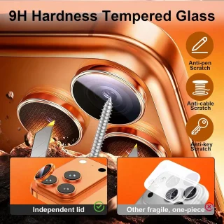 Camera bescherming voor iPhone 17 Pro Max - 3 stuks - oranje - ShopVlot