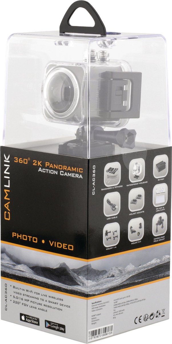 Camlink CL-AC360 Full HD Action Camera Zwart