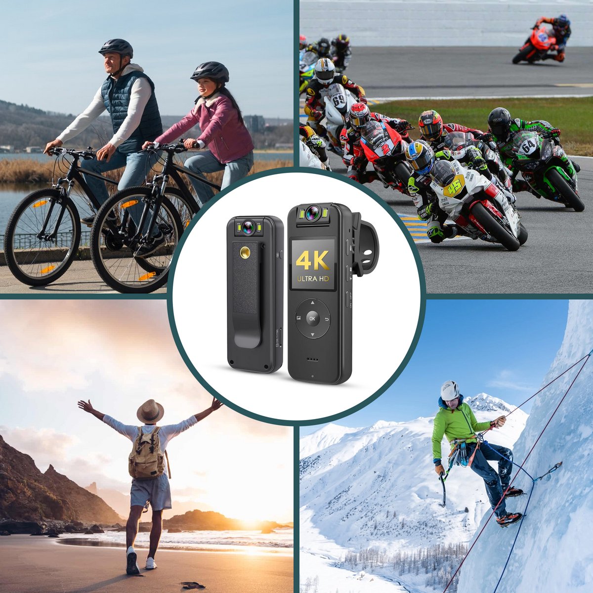 CRTV Bodycam 4K Ultra HD Chest Camera Zwart