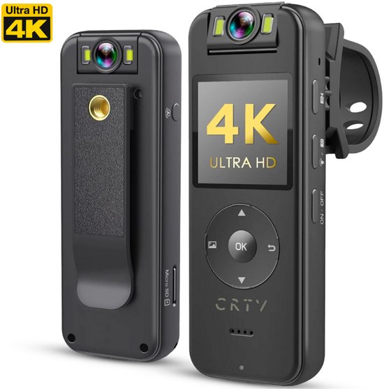 CRTV Bodycam 4K Ultra HD Chest Camera Zwart