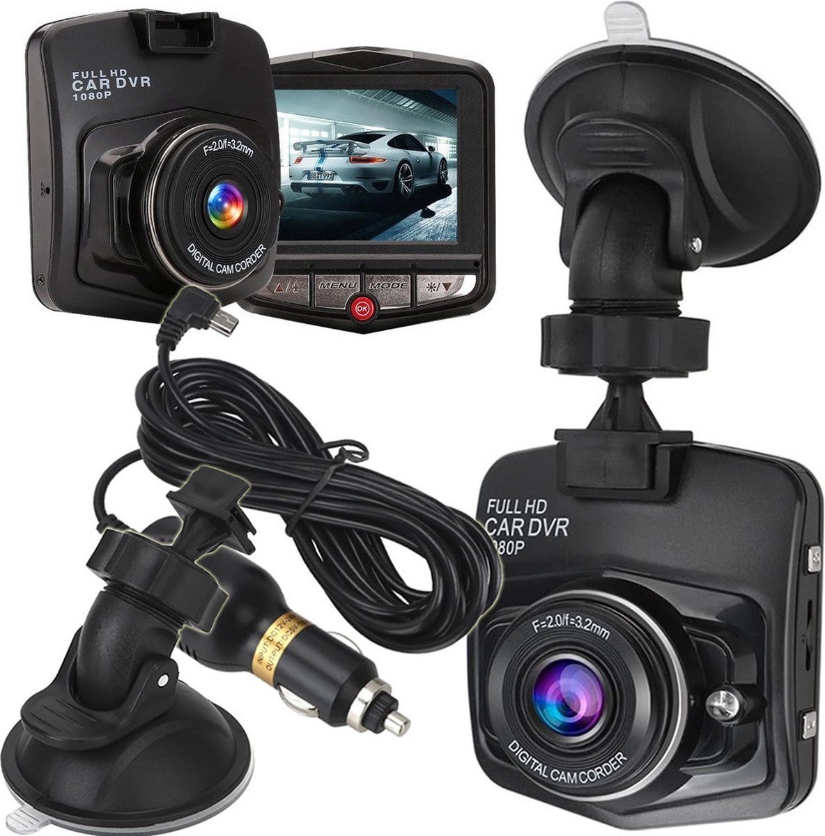 Dash Cam 1080P Full HD 2,5-inch Scherm 170° Weergave