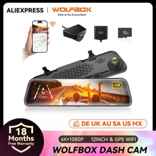 Dashcam met achteruitkijkspiegel 12 inch touchscreen