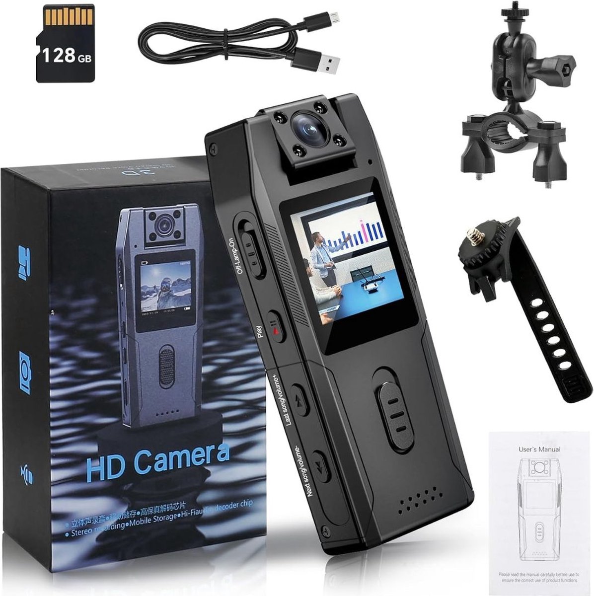 DD Bodycam Action Cam HD 1080P Zwart