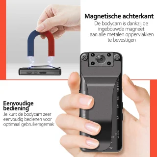 Deluqse Bodycam 64GB FullHD 1080P Chest Camera Police