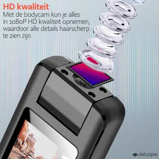 Deluqse Bodycam 64GB FullHD 1080P Chest Camera Police