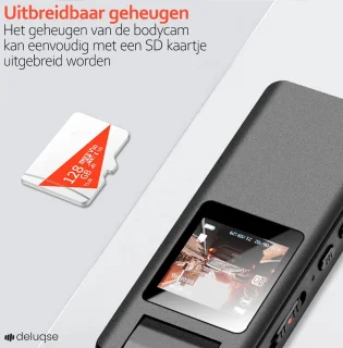 Deluqse Bodycam 64GB FullHD 1080P Chest Camera Police